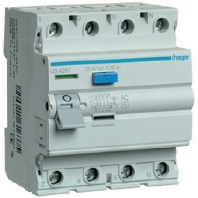 ПЗВ 4x25 А, 30 mA, AC, 4м Hager ПЗВ 4x25 А, 30 mA, AC, 4м Hager