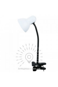 LMN097 Настільна лампа 60W Е27 прищіпка біла 