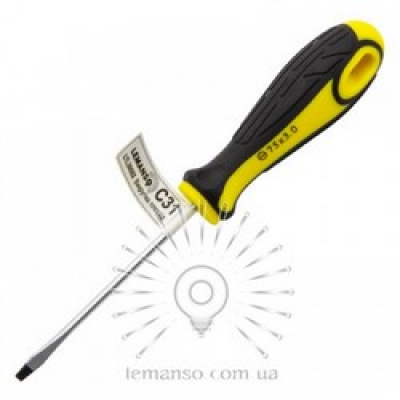 Викрутка плоска 3х75 жовто-чорна LEMANSO LTL30002 