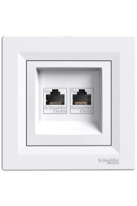 Розетка комп'ютерна подвійна RJ45 кат.5е UTP біл. Аsfоra Schneider Electric Розетка комп'ютерна подвійна RJ45 кат.5е UTP біл. Аsfоra Schneider Electric