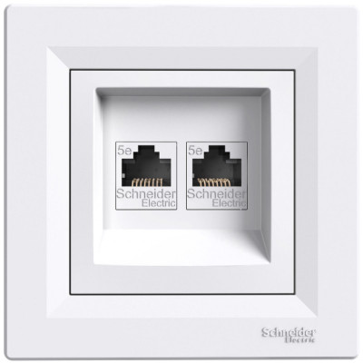 Розетка комп'ютерна подвійна RJ45 кат.5е UTP біл. Аsfоra Schneider Electric