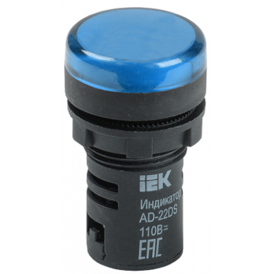 Лампа AD-22DS LED-матриця d22мм синій 110В AC/DC IEK