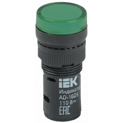 Лампа AD16DS LED-матриця d16мм зелений 110В AC/DC IEK