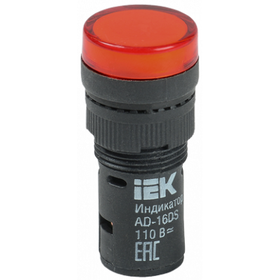 Лампа AD16DS LED-матриця d16мм червоний 12В AC/DC IEK