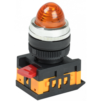 Лампа AL-22 сигнальна d22мм жовта неон/240В циліндр IEK Лампа AL-22 сигнальна d22мм жовта неон/240В циліндр IEK