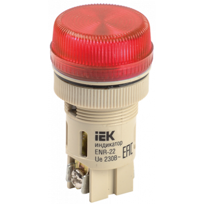 Лампа ENR-22 сигнальна d22мм червоний неон/240В цилиндр IEK Лампа ENR-22 сигнальна d22мм червоний неон/240В цилиндр IEK