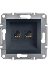 Розетка комп'ютерна подвійна RJ45 кат.5е UTP антрацит. Аsfоra Schneider Electric