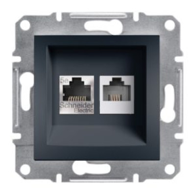 Розетка комп+телефон RJ11+RJ45 кат.5 UTP антрацит. Аsfоra Schneider Electric Розетка комп+телефон RJ11+RJ45 кат.5 UTP антрацит. Аsfоra Schneider Electric
