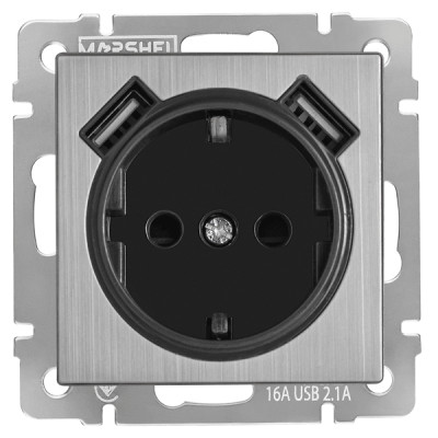 MARSHEL-GRAND Механизм роз. 1-м. зк з двома USB RS16-572(М)