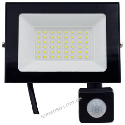 Прожектор  50W 6500К 3000LM IP54  датчик чорний LMPS106-50