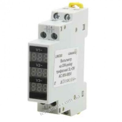Вольтметр на DIN-рейку трифазний 3L+3N AC 80V-500V LM6360 Вольтметр на DIN-рейку трифазний 3L+3N AC 80V-500V LM6360